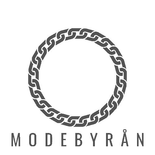 modebyrån svävande logotyp med text
